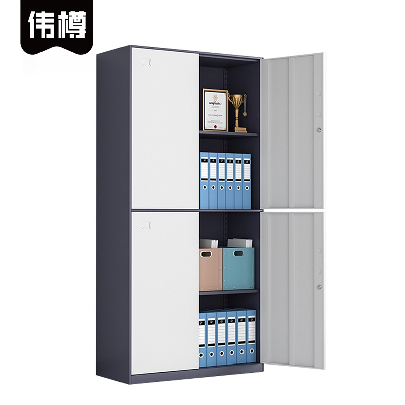 伟樽铁皮文件柜灰套白通双节900*400*1850mm台