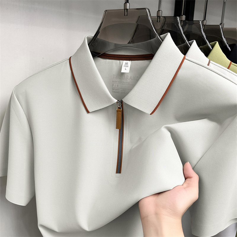 夏季新款男士翻领短袖Polo衫商务纯色休闲时尚透气轻薄舒适