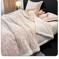 冬季牛奶绒毛毯办公室午睡沙发床上盖毯花贝贝绒加厚空调小毯子