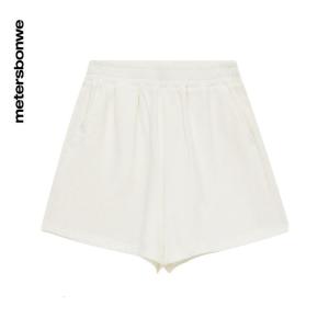 [1件5折价:59.5]美特斯邦威针织短款女百搭夏季松紧腰纯棉宽松净色裤子女