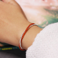 碎银几两手链纯银轻奢高级感小众碎银子简约古风南红双圈手串女送女朋友老婆情人节七夕生日礼物