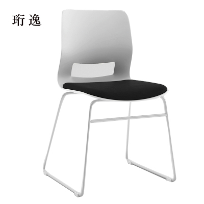 珩逸培训会议椅弓形椅洽谈椅无扶手黑色软包椅