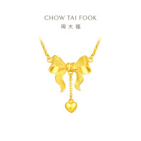 周大福爱心蝴蝶结黄金足金项链(工费:320计价) F231887七夕礼物