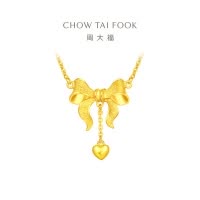 周大福爱心蝴蝶结黄金足金项链(工费:320计价) F231887