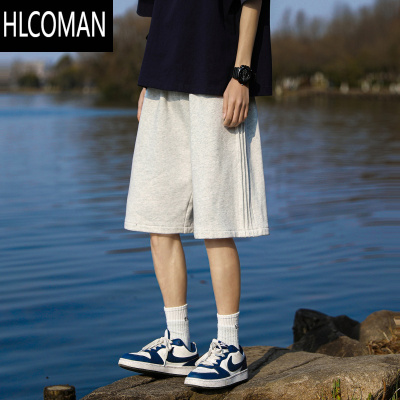 HLCOMAN@ 条纹运动短裤男夏季美式潮牌男生宽松直筒五分裤男款