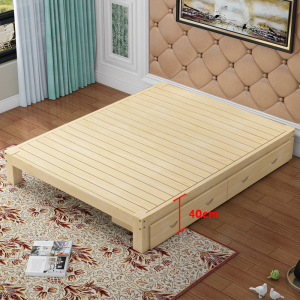 现代简约实木松木单人床双人床架1.21.5榻榻米床1.8米原木无床头