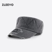 / 字母刺绣帽子水洗做旧平顶帽男女士户外休闲遮阳帽子