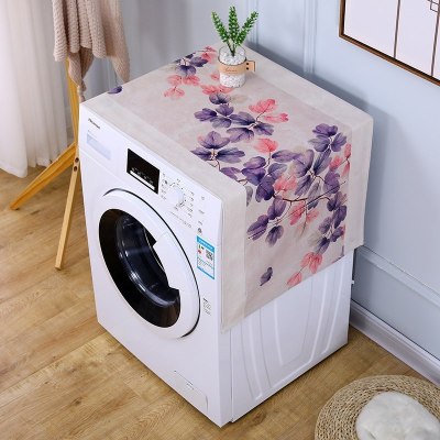 遮盖巾棉麻冰箱罩防水盖布单双开冰箱巾洗衣机防尘罩微波炉罩 花落谁家 50*130cm(小冰箱洗衣机)