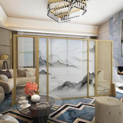 新中式屏风隔断客厅山水玄关别墅实木定制镂空酒店装饰格栅大座屏 白蜡木:300*180cm高 整装
