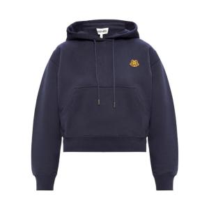 高田贤三(Kenzo)海军蓝纯棉连帽卫衣女款舒适百搭休闲运动老虎贴