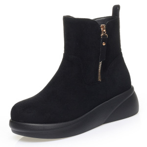 年皮面雪地靴冬季女款厚毛棉鞋