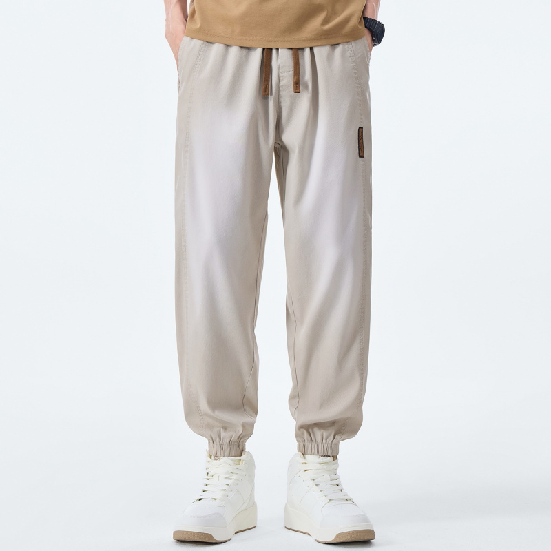 时尚休闲裤冰丝男士潮四色莱赛尔抽绳束脚裤学生装哈伦裤子男休闲