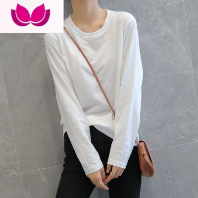 七斓白色打底衫女冬23新款长袖内搭上衣韩版宽松秋衣圆领t恤
