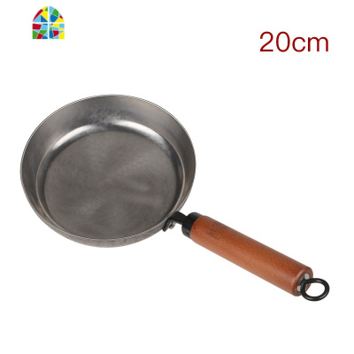 手工平底锅锅平安牛排煎锅无涂层少油烟锅家用手打锅 FENGHOU 28cm银色木把加锅耳