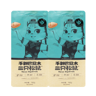 三只松鼠巴旦木扁桃核坚果干果香脆小吃巴旦木160g*2袋