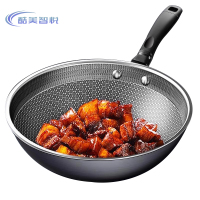 酷美智悦 不粘锅炒锅双面屏三层钢34cm KM-BH337 个