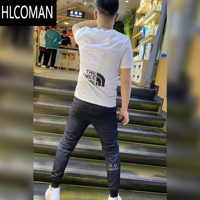 HLCOMAN2023夏季新款短袖T恤男韩版网红时尚潮牌ins精小伙痞帅半袖