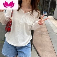 七斓长袖t恤女早春2023年新款设计感小众薄款露背交叉上衣打底衫内搭