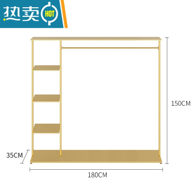 敬平室内简易晾衣架挂衣架落地卧室单杆式衣帽架衣服架子多功能收纳架 带上板纳米金长180宽40高155
