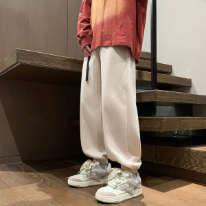 秋季新款港风潮牌男士宽松直筒拖地裤卫裤休闲裤长裤子