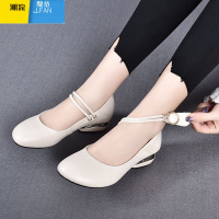 聚范浅口单鞋女2024新款小皮鞋软底软面平底低跟妈妈鞋圆头