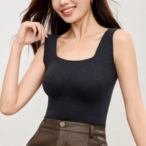 山茶花莱赛尔保暖背心女士带胸垫一体可外穿吊带加绒内搭打底内衣