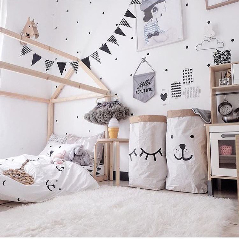 ins爆款收纳袋 房间收纳玩具牛皮纸袋储物 北欧家居衣物杂物装饰