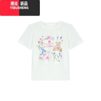 YIBUSHENG可爱小熊印花短袖正肩T恤女装季修身显瘦百搭短款上衣