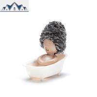 创意贵妇沐浴钢丝球洗碗海绵沥水置物架趣味厨房百洁布女王收纳盒 三维工匠