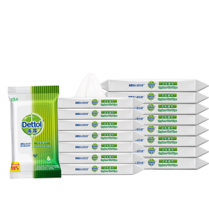 滴露 (Dettol) 卫生湿巾10片*16包 家居清洁套装成人儿童清洁便携式湿纸巾