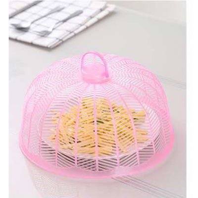 敬平(JING PING)菜罩餐桌饭菜罩防蚊蝇盖手提食物家用小号塑料圆形可重叠收纳马脸 3个粉色菜罩饭罩