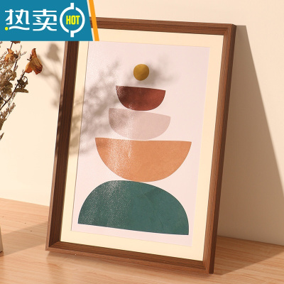 敬平画框装裱a4挂墙a3大相框裱画4K素描油画外框8K实木色定制任意尺寸 黑胡桃 8K[内径26.5*38]挂墙