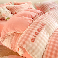 冬季加厚兔毛绒床上四件套新款牛奶珊瑚绒被套加绒床单三件套