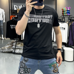 夏季新款短袖体恤男士潮流字母印花圆领半袖体恤上衣简约丝光棉t