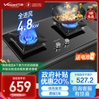 万和(Vanward)一级能效 液化气双灶 双眼燃气灶 单灶具 4.8KW火力钢化玻璃 可调底座C5L90S