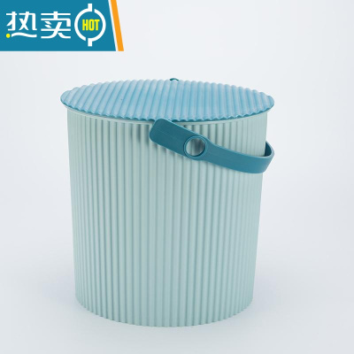 敬平塑料加厚可坐家用钓鱼桶手提洗澡篮洗车桶幼儿园收纳桶带盖水桶凳 蓝配深蓝 常规号