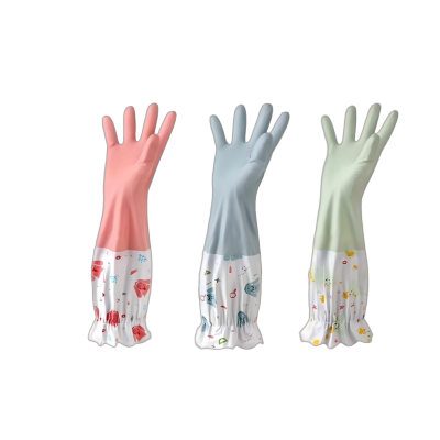 天富星 洗碗手套女冬季洗衣服厨房加厚加绒橡胶乳胶胶皮防水家务手套 副