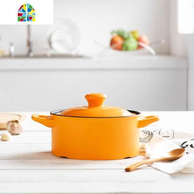 砂锅炖锅家用陶瓷煲汤煮粥煲仔饭养生小号沙锅明火可高温燃气锅具 FENGHOU 桔黄2L