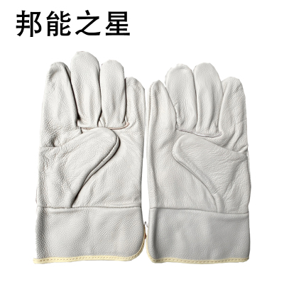 邦能之星电焊手套头层手套整背手套耐磨柔软深浅色头层牛皮电焊工手套N55142