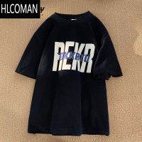 HLCOMAN美式潮牌设计感字母印花短袖T恤男女夏季宽松情侣百搭体恤衫半袖