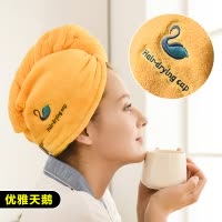 浴帽干发帽吸水速干帽女加厚长头发洗头擦头发包头巾毛巾 三维工匠 (3个蝴蝶结)波浪纹粉白(收藏加购优先发货)