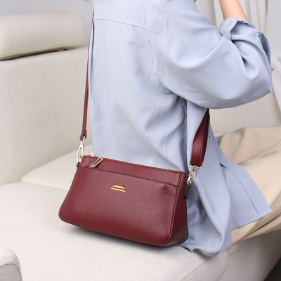 女包2022新款时尚简约中年女士妈妈包软皮质感腋肩斜挎包