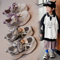 春秋女童运动鞋网面透气韩版洋气老爹鞋男童中大童学生跑步鞋_506