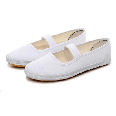 骆驼潮女款小白鞋休闲帆布鞋女体舞蹈表演鞋药店护士工作鞋软底白布鞋