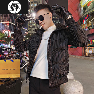 HongZun立领棉衣男韩版潮流冬季加厚条纹痞帅外套潮牌百搭男士棉服棉袄子棉衣