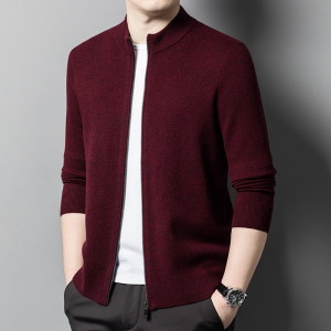 恒源祥针织开衫男2024春秋新款男士休闲商务纯羊毛外套男款毛衣潮