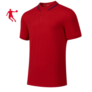 乔丹 运动T恤 针织短袖T恤衫 POIO衫 KTS13201199 男款 件(番茄红 L)