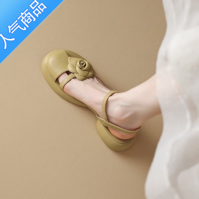 SUNTEK林小森设计感厚底凉鞋女2023新款仙女时尚花朵舒适软底包头鞋