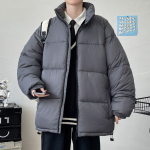 恩步冬季情侣款棉衣立领外套加厚保暖宽松纯色潮流面包服上衣