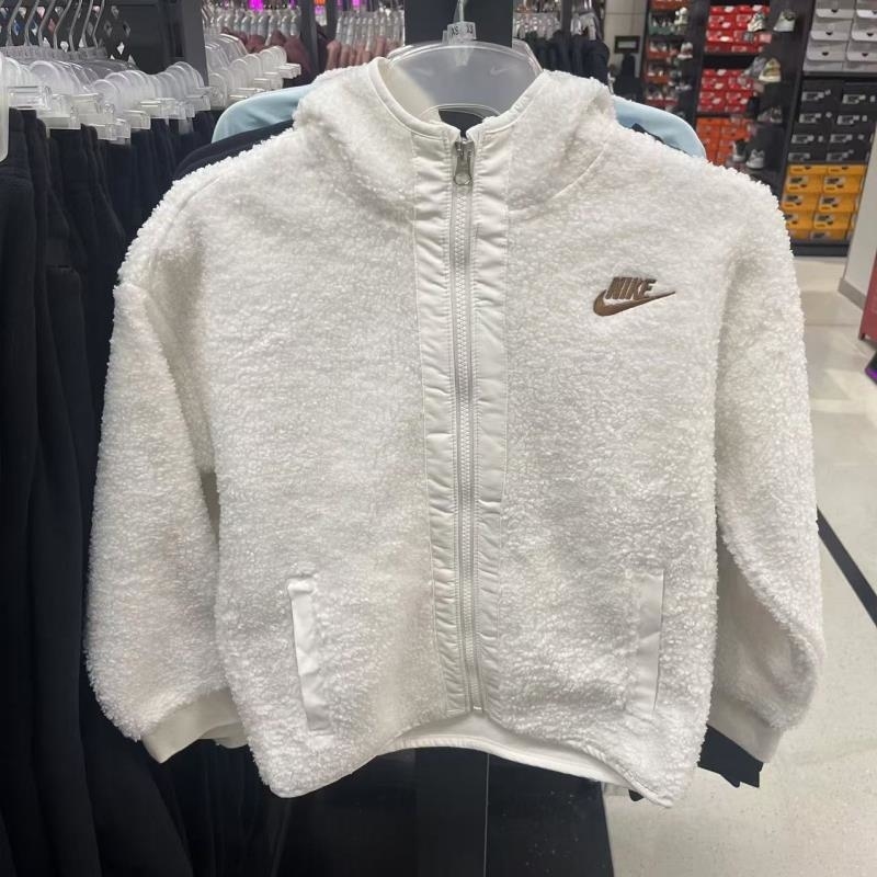 NIKE耐克连帽外套运动休闲抓绒保暖大童外套HQ4882-133 D